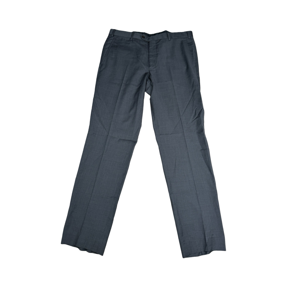 Armani Men's Charcoal Grey Flat Front Dress Trousers 37x33